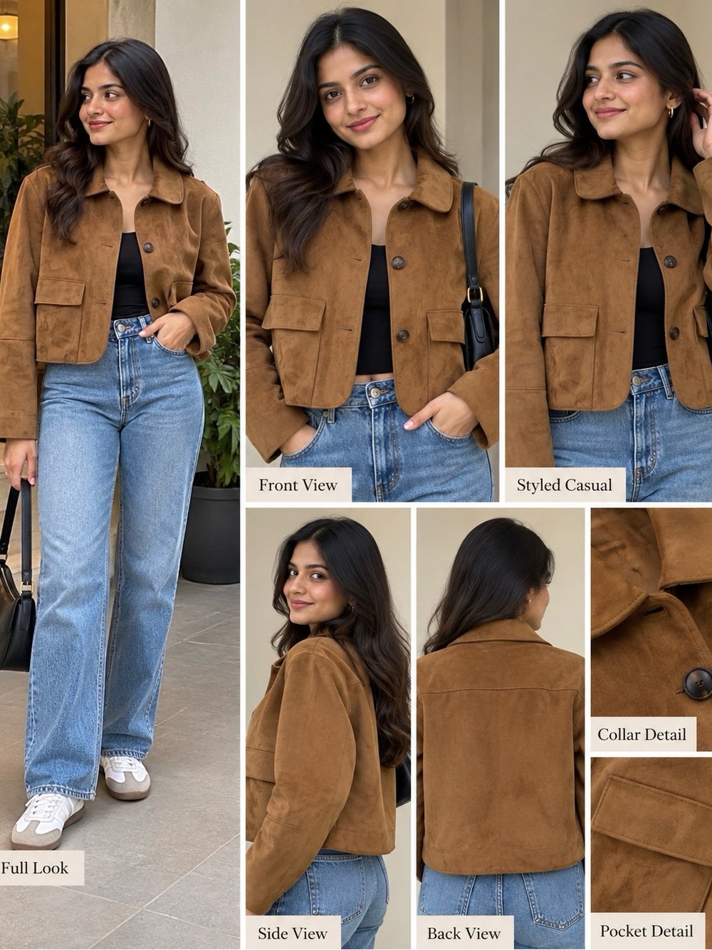 ZARA Cinnamon Brown Faux Suede Jacket Size M